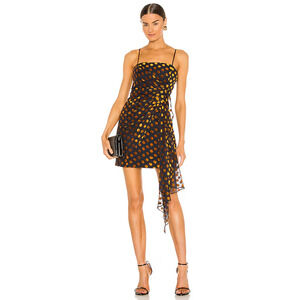 Significant Other Womens Blue Brown Polka Dot Grande Velvet Flocked Mini Dress 2